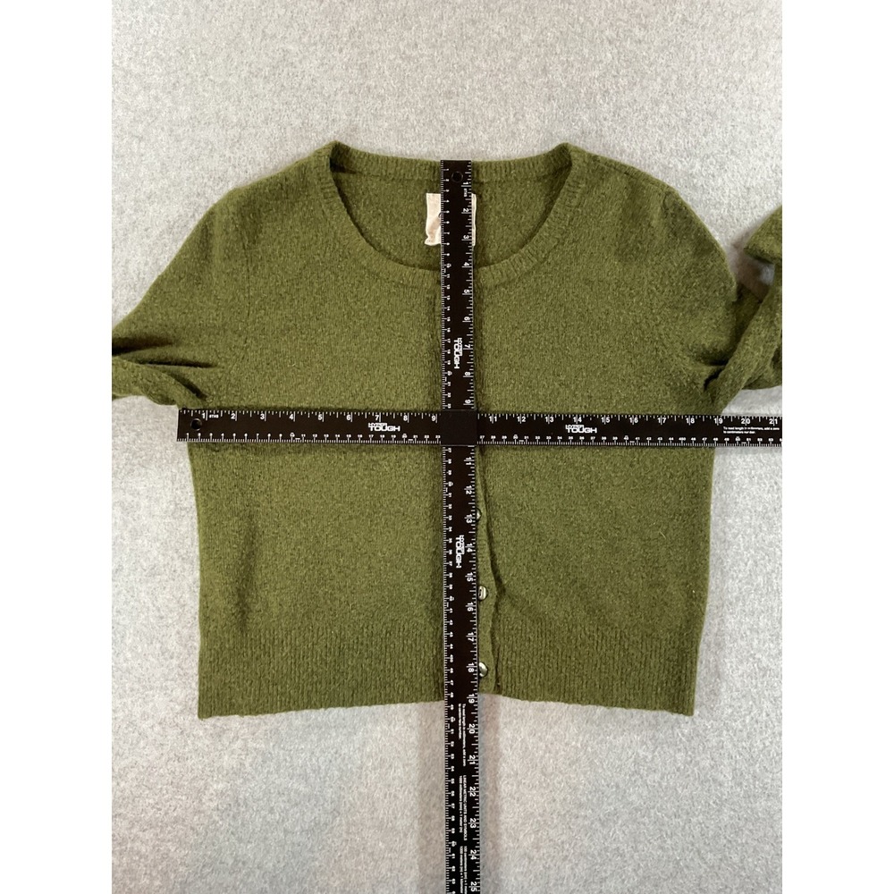 Aerie Women Moss Green Alpaca Wool Blend Button Crop Cardigan Sweater L #751 - Picture 5 of 8